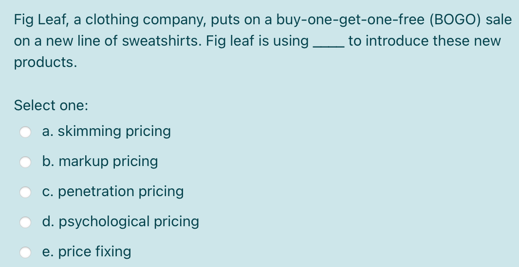 Solved Fig Leaf, a clothing company, puts on a