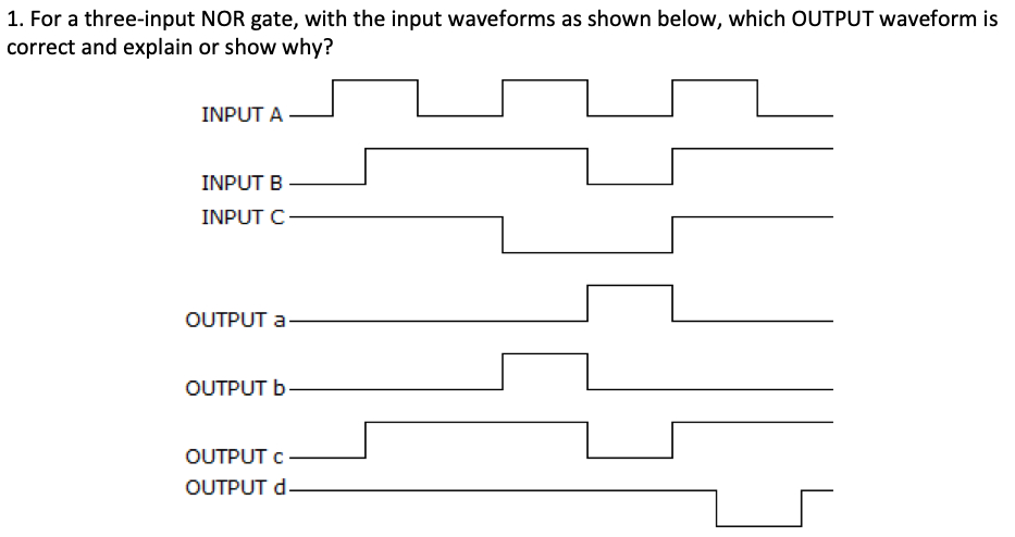 Solved 1. For A Three-input NOR Gate, With The Input | Chegg.com