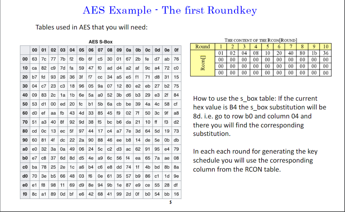 3. Suppose the key for round 0 in AES consists of 128