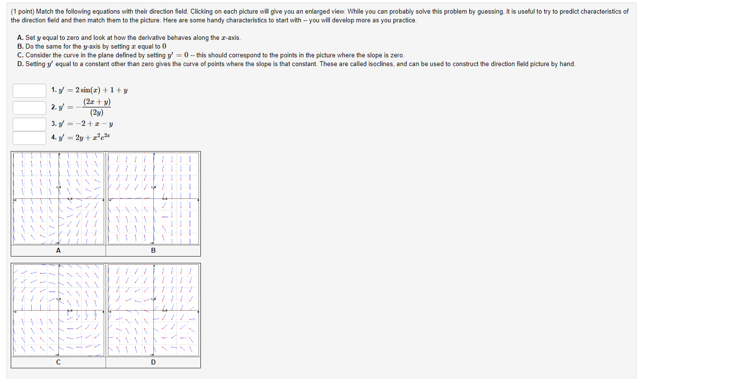 Solved (1 point) Match the following equations with their | Chegg.com