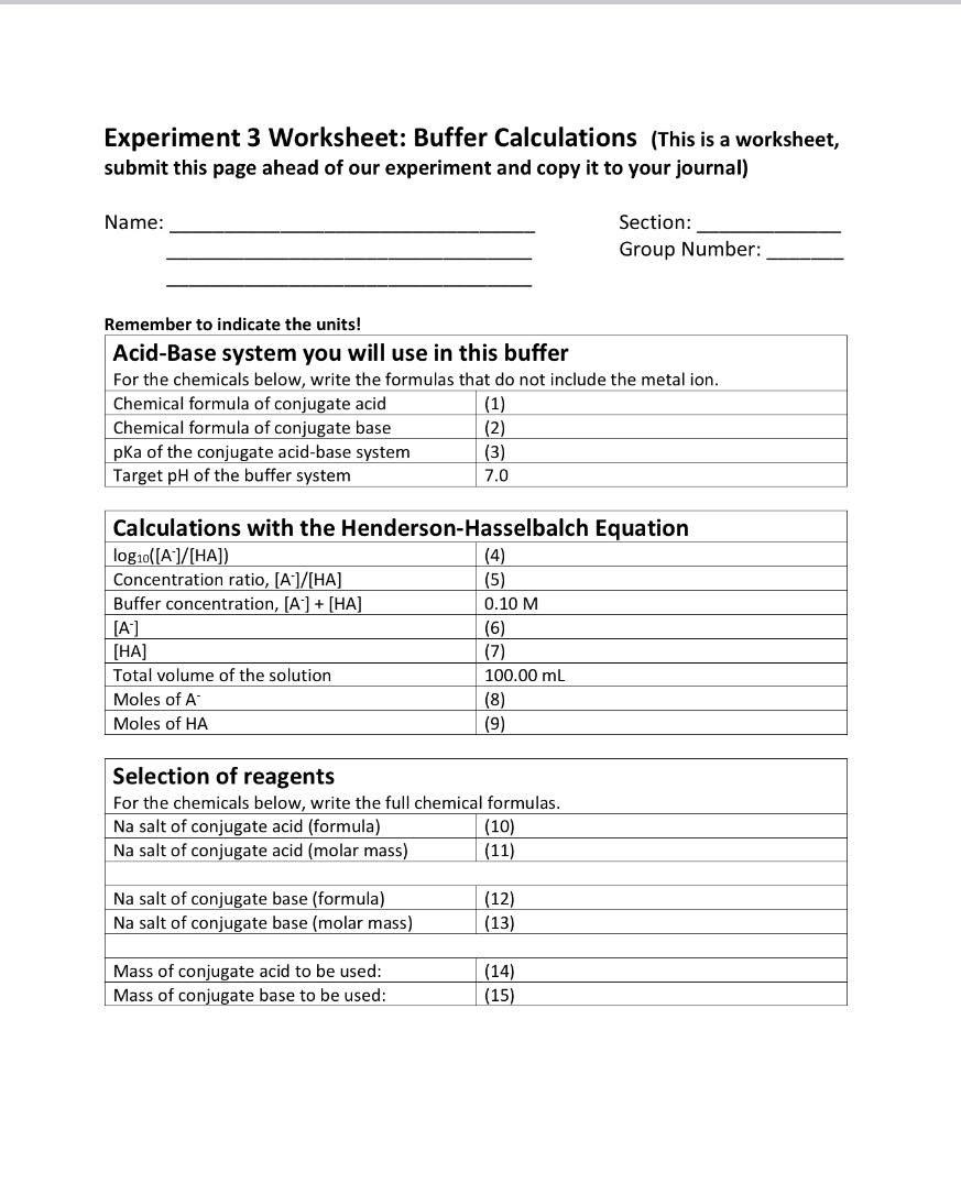 Experiment 3 Worksheet Buffer Calculations (This is