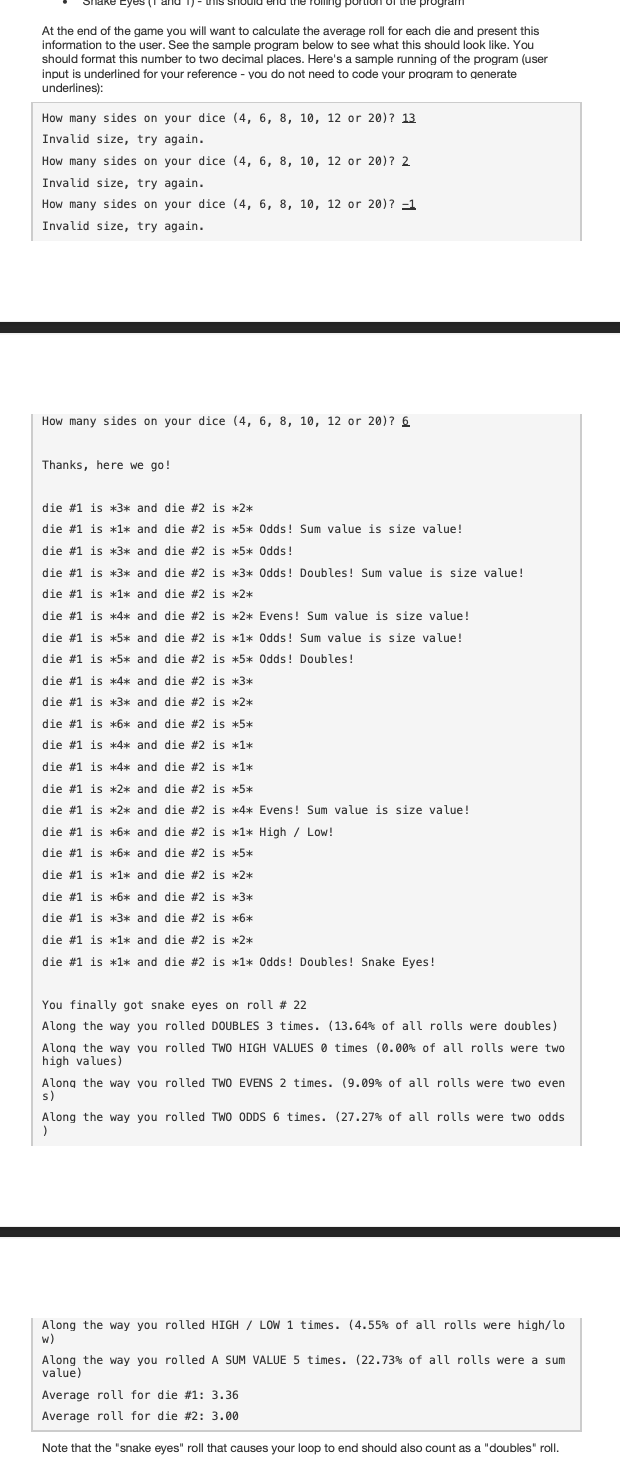 Solved IN PYTHON Problem 1: Roll the Dice In games with two | Chegg.com