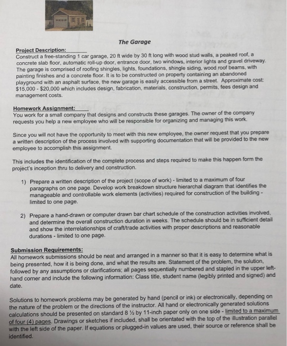 Solved The Garage Project Description Construct a