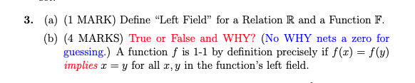 Solved 3. (a) (1 MARK) Define 