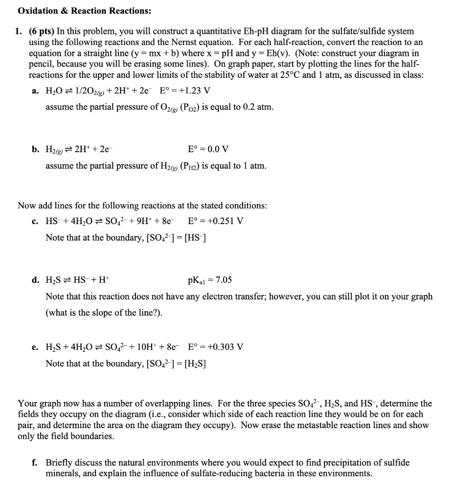 Oxidation & Reaction Reactions: 1. (6 pts) In this | Chegg.com