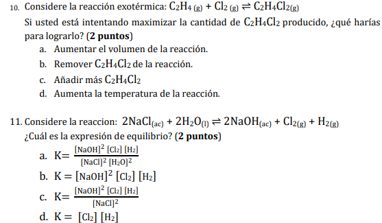 Solved Consider the exothermic reaction C2H4 g Cl2 g