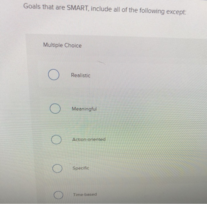 Solved Goals that are SMART, include all of the following