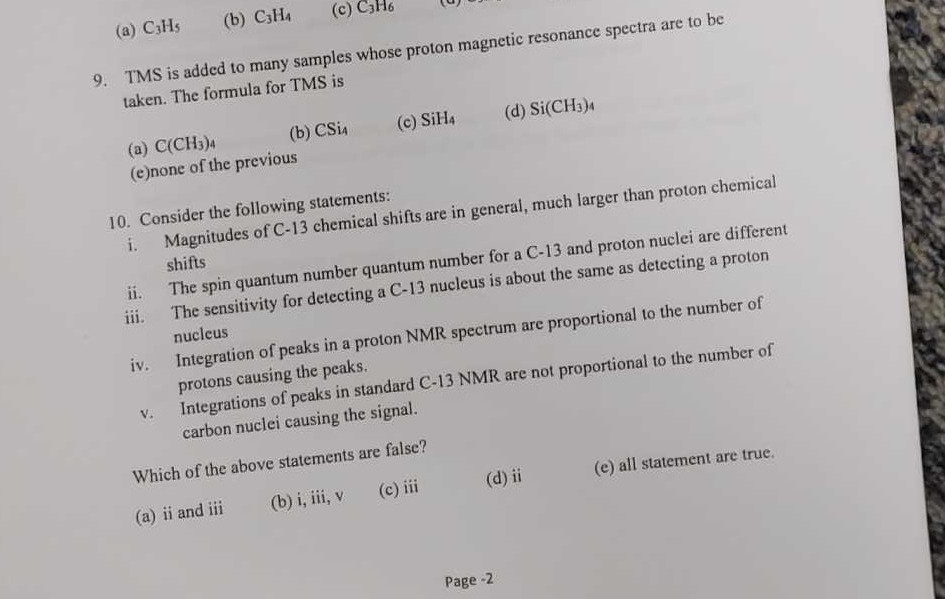 Solved (a) C3Hs (b) CsH (c) C3H6 TMS is added to many | Chegg.com