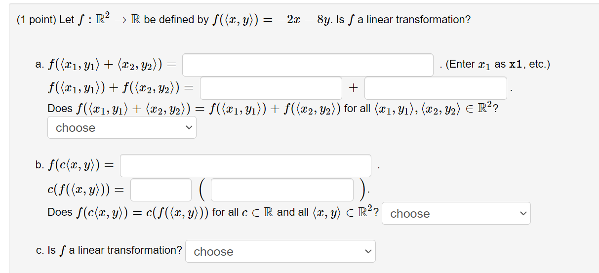 Solved 1 Point Let F R2→r Be Defined By F X Y −2x−8y Is