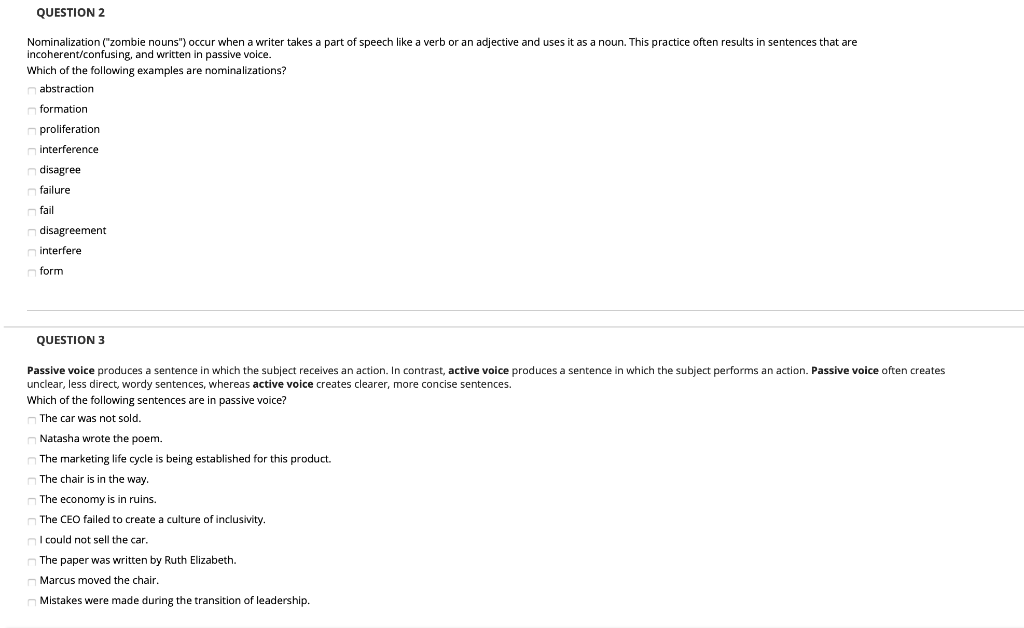 Solved Nominalization ("zombie nouns") occur when a writer