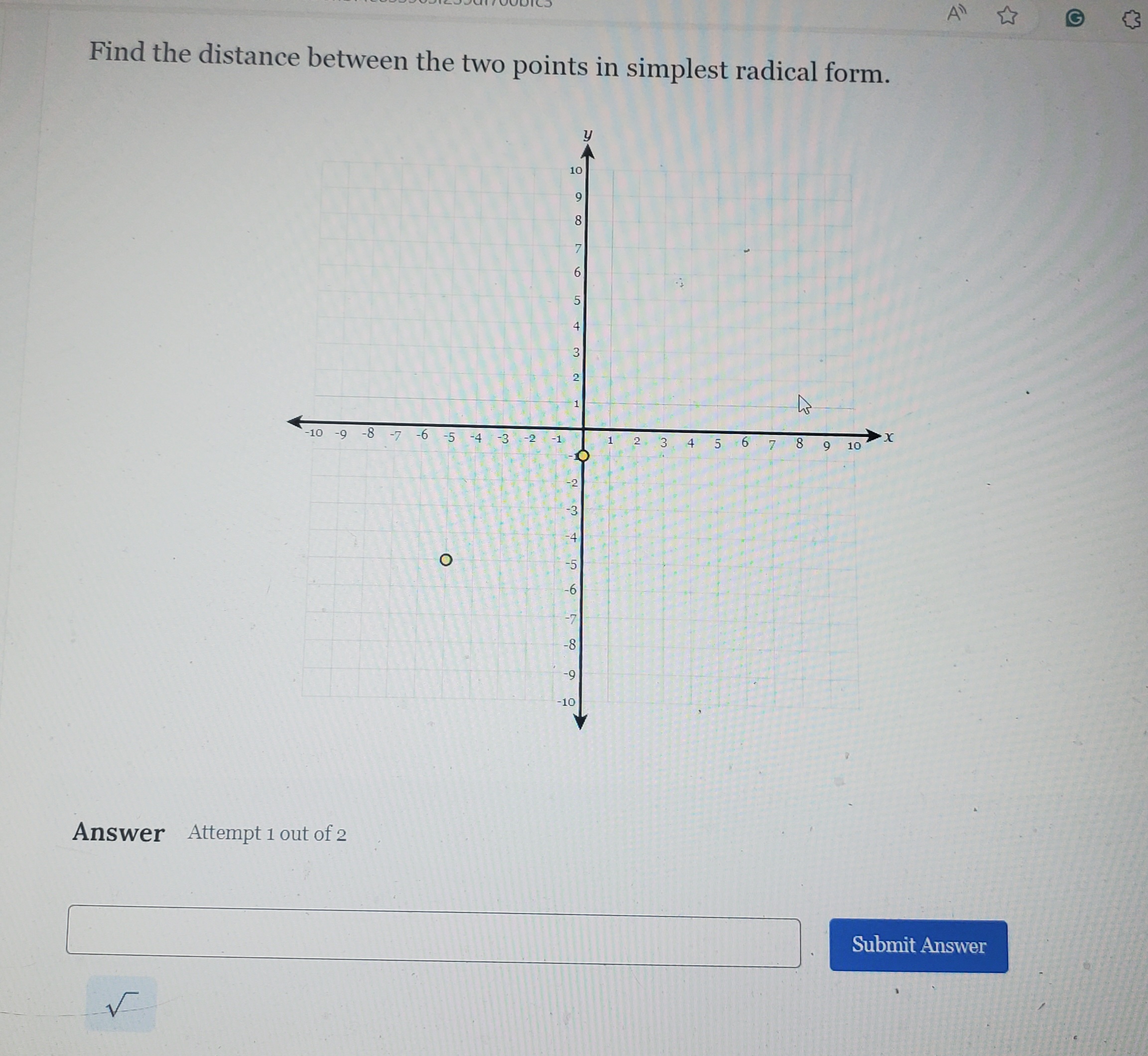 solved-find-the-distance-between-the-two-points-in-simplest-chegg