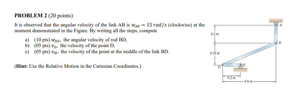 Solved PROBLEM 2 (20 points) It is observed that the angular | Chegg.com