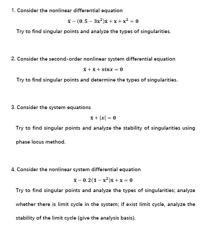 Solved 1. Consider the nonlinear differential equation - | Chegg.com