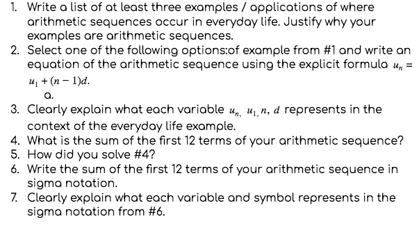 arithmetic progression in daily life examples