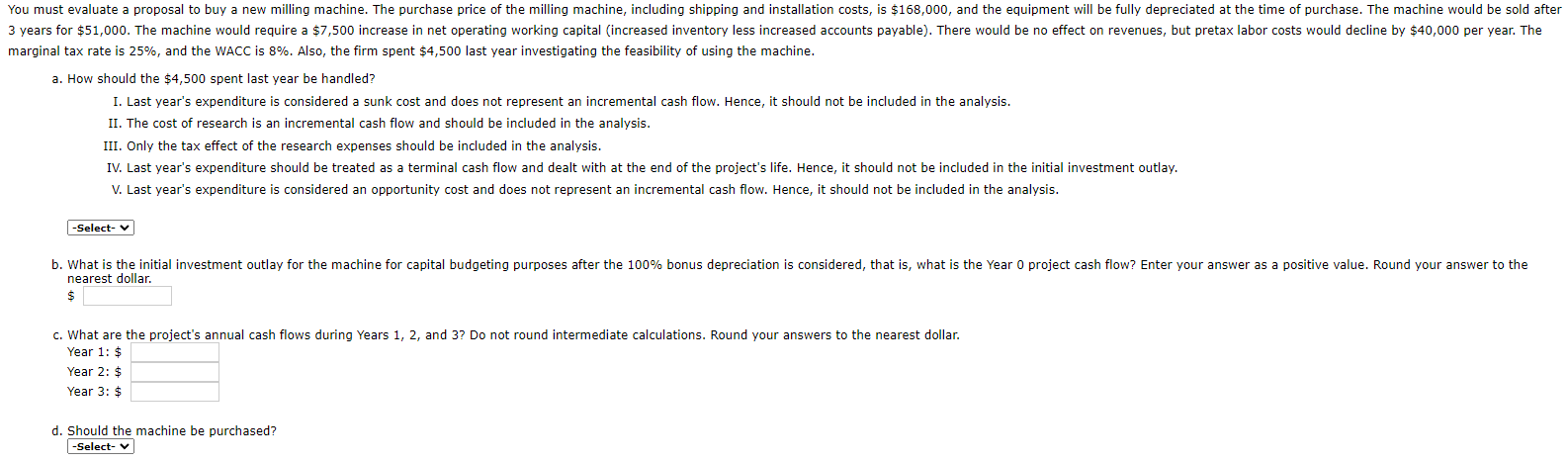 Solved You must evaluate a proposal to buy a new milling | Chegg.com