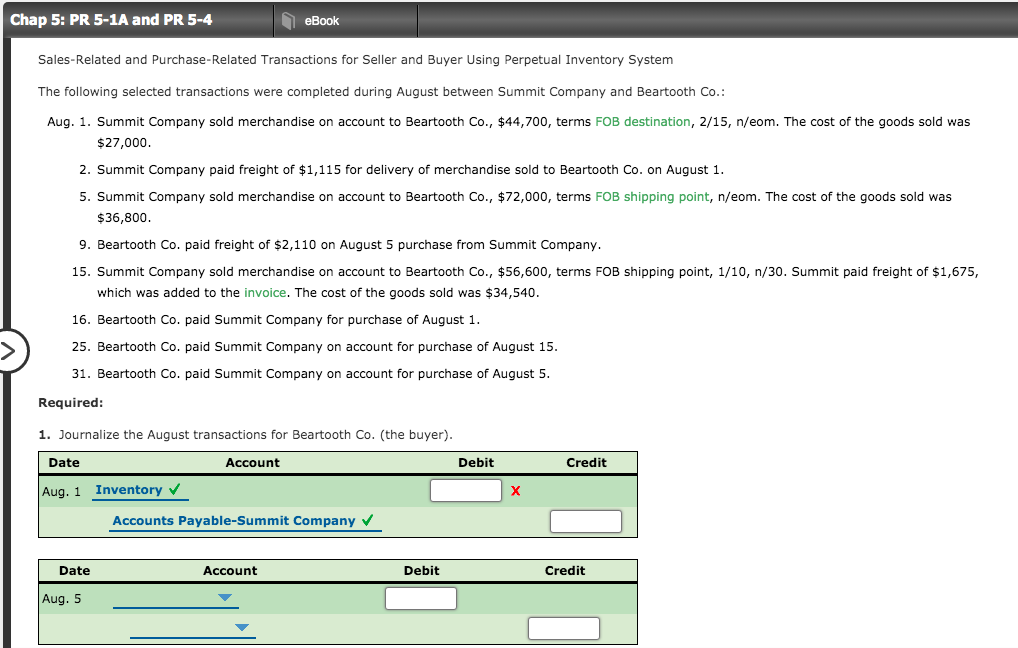 Solved Chap 5 PR 5 1A And PR 5 4 EBook Sales Related And Chegg