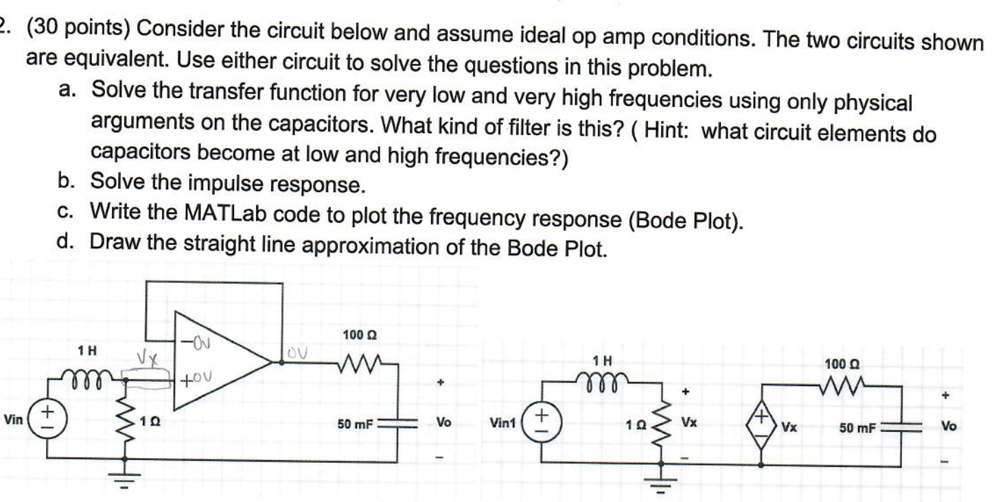 Solved 2. (30 points) Consider the circuit below and assume | Chegg.com