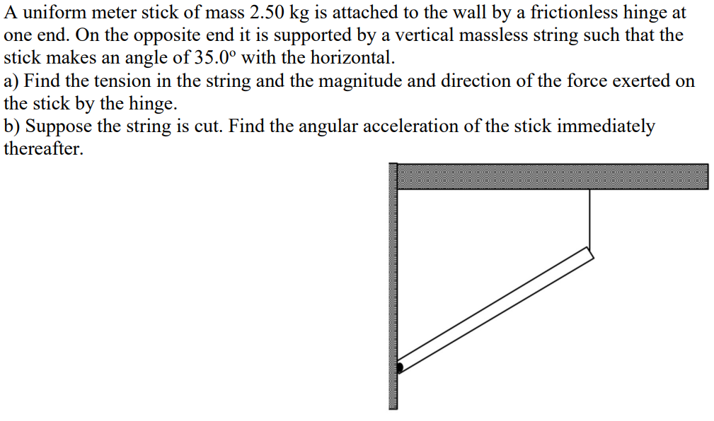 Solved A uniform meter stick of mass 2.50 kg is attached to | Chegg.com