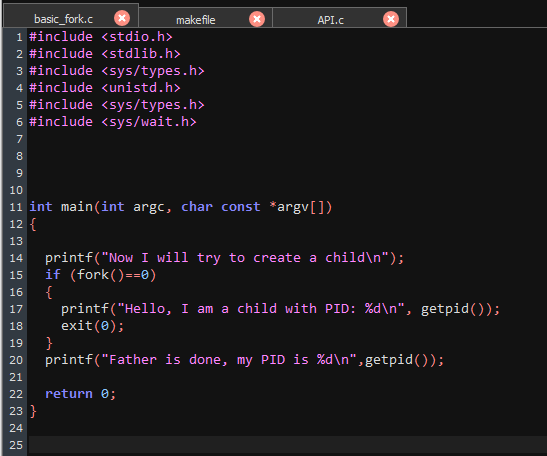 Solved basic_fork.c makefile API.C 1 #include 2 #include 3 | Chegg.com