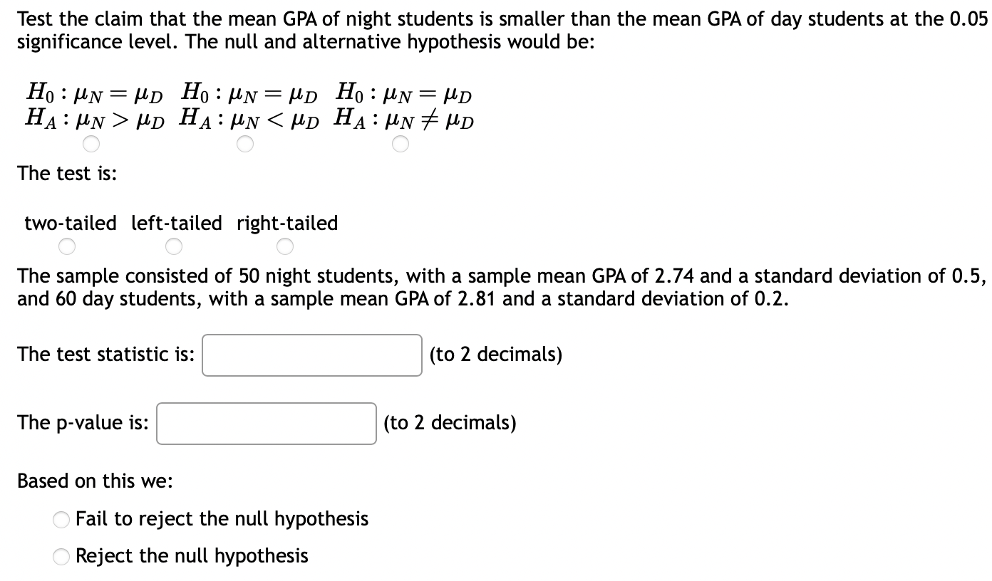 Solved Two Samples Are Taken With The Following Sample | Chegg.com