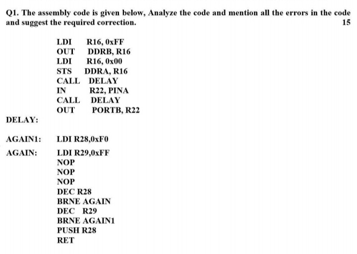 Solved Q1. The assembly code is given below, Analyze the | Chegg.com