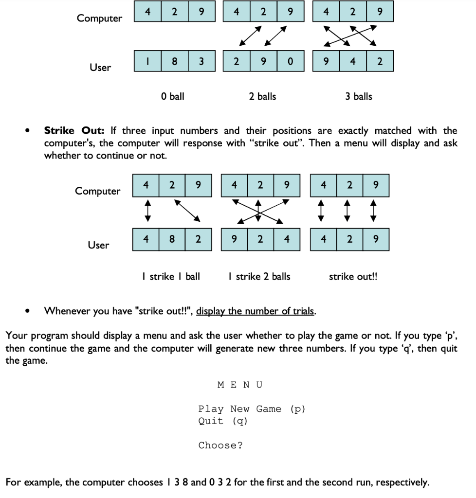 1. This project is to write a simple game program | Chegg.com