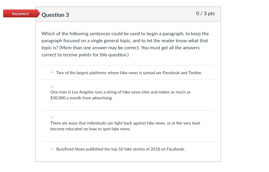 Solved Incorrect Question 3 0/3 pts Which of the following | Chegg.com