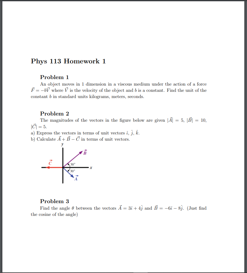 Solved Problem 1 An Object Moves In 1 Dimension In A Viscous | Chegg.com