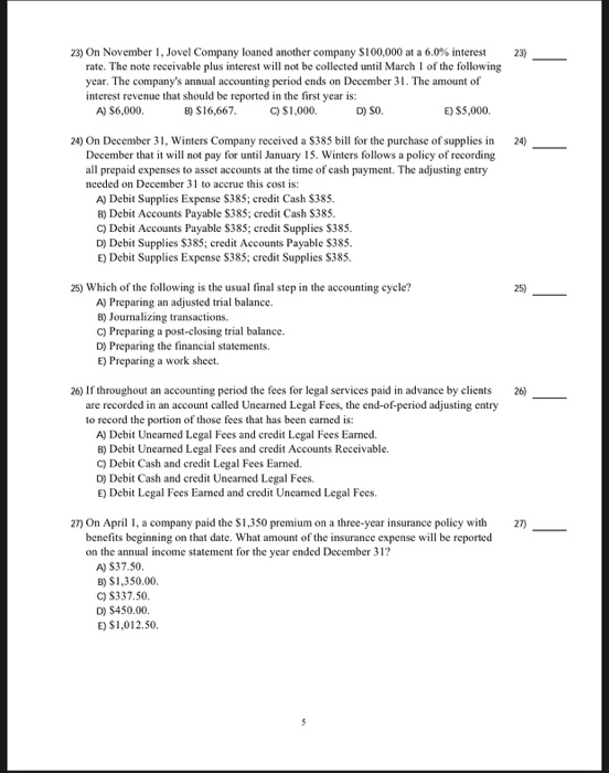 Solved 23) On November 1, Jovel Company loaned another | Chegg.com