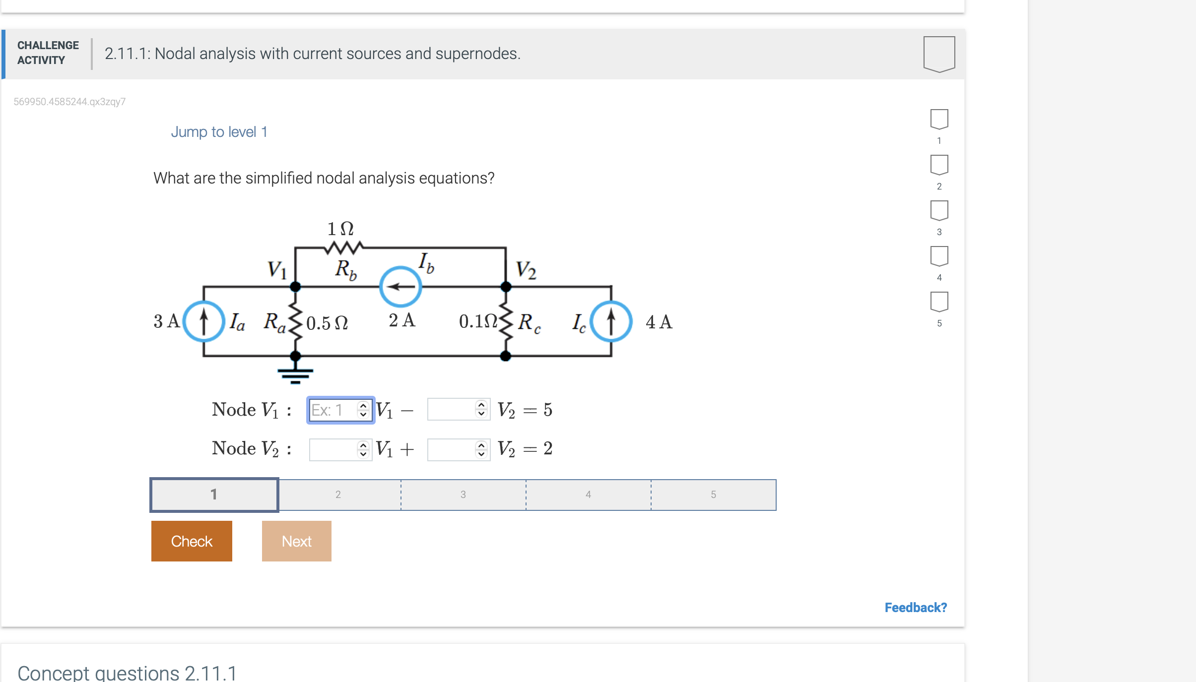 2.11.1: Nodal analysis with current sources and | Chegg.com