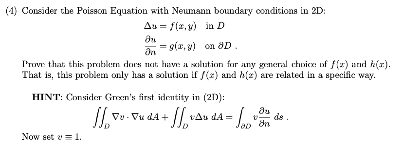 Solved (4) Consider the Poisson Equation with Neumann | Chegg.com