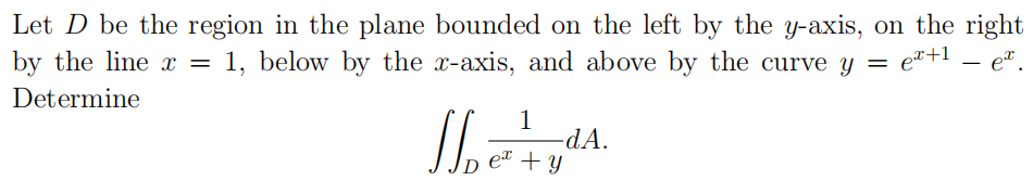 Solved Let D be the region in the plane bounded on the left | Chegg.com