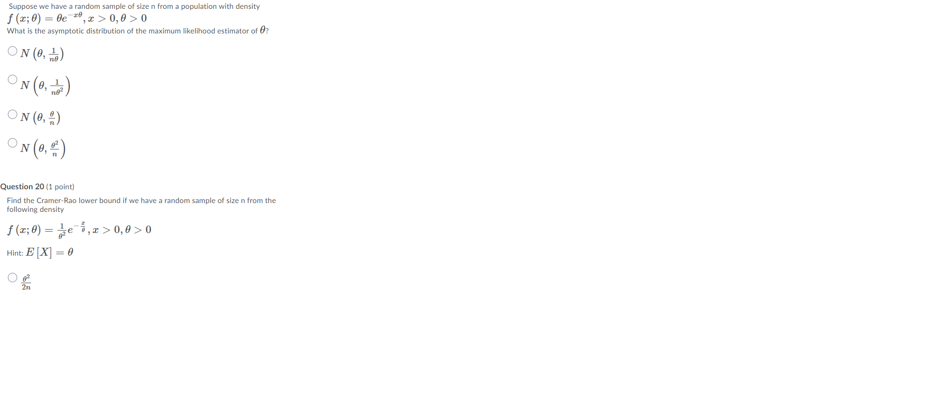 Solved Suppose we have a random sample of size n from a | Chegg.com