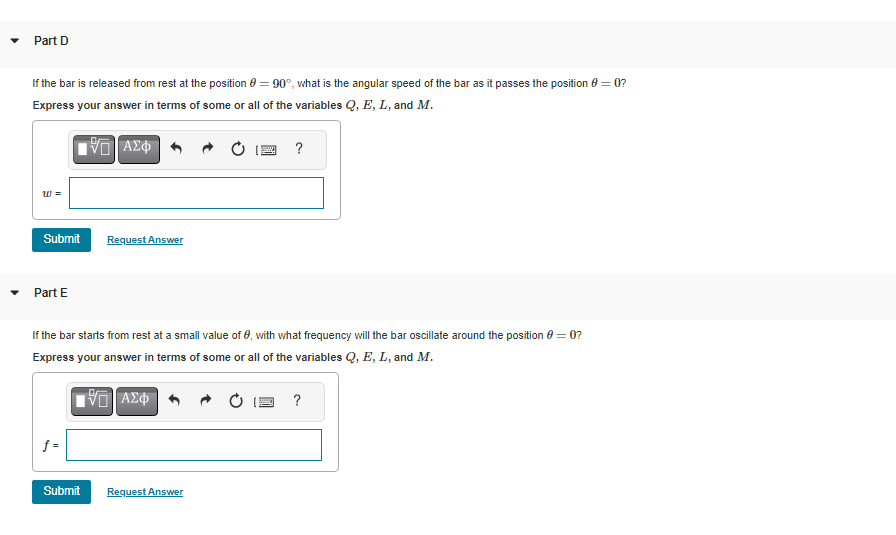 Solved If the bar is released from rest at the position | Chegg.com ...