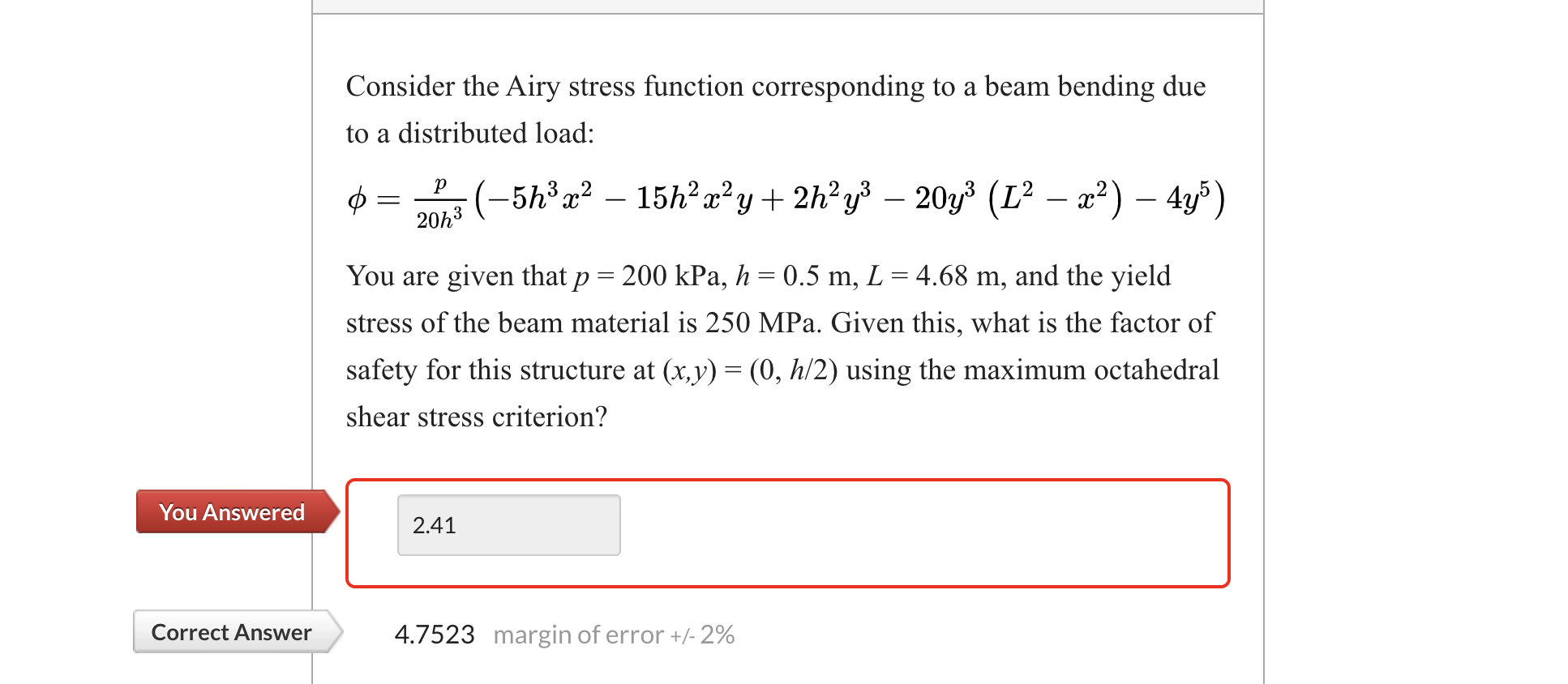 Solved Consider the Airy stress function corresponding to a | Chegg.com