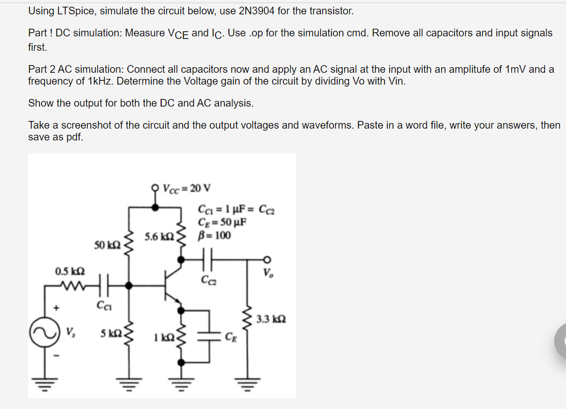 Solved Using LTSpice, Simulate The Circuit Below, Use 2 | Chegg.com