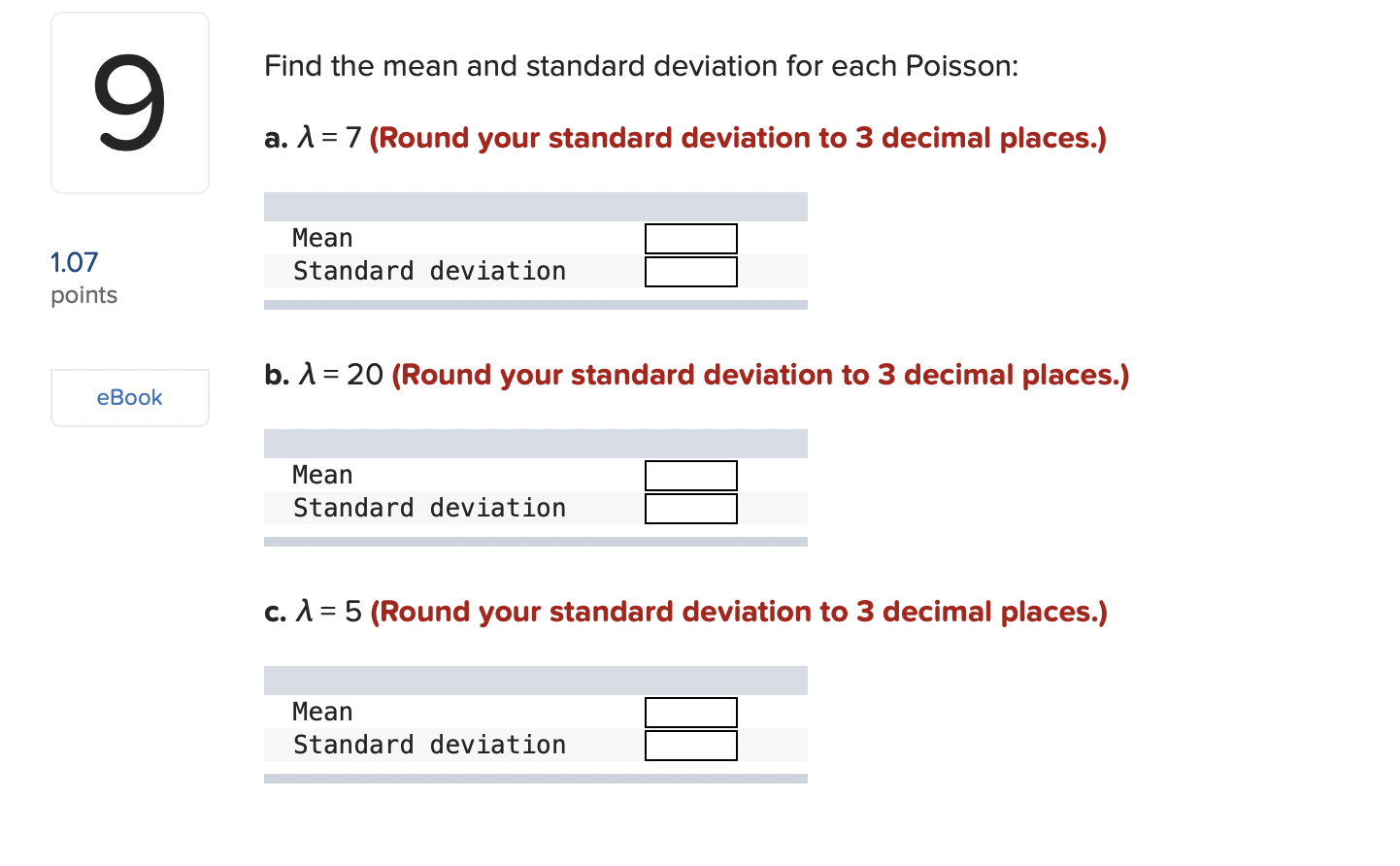 Solved Find the mean and standard deviation for each | Chegg.com