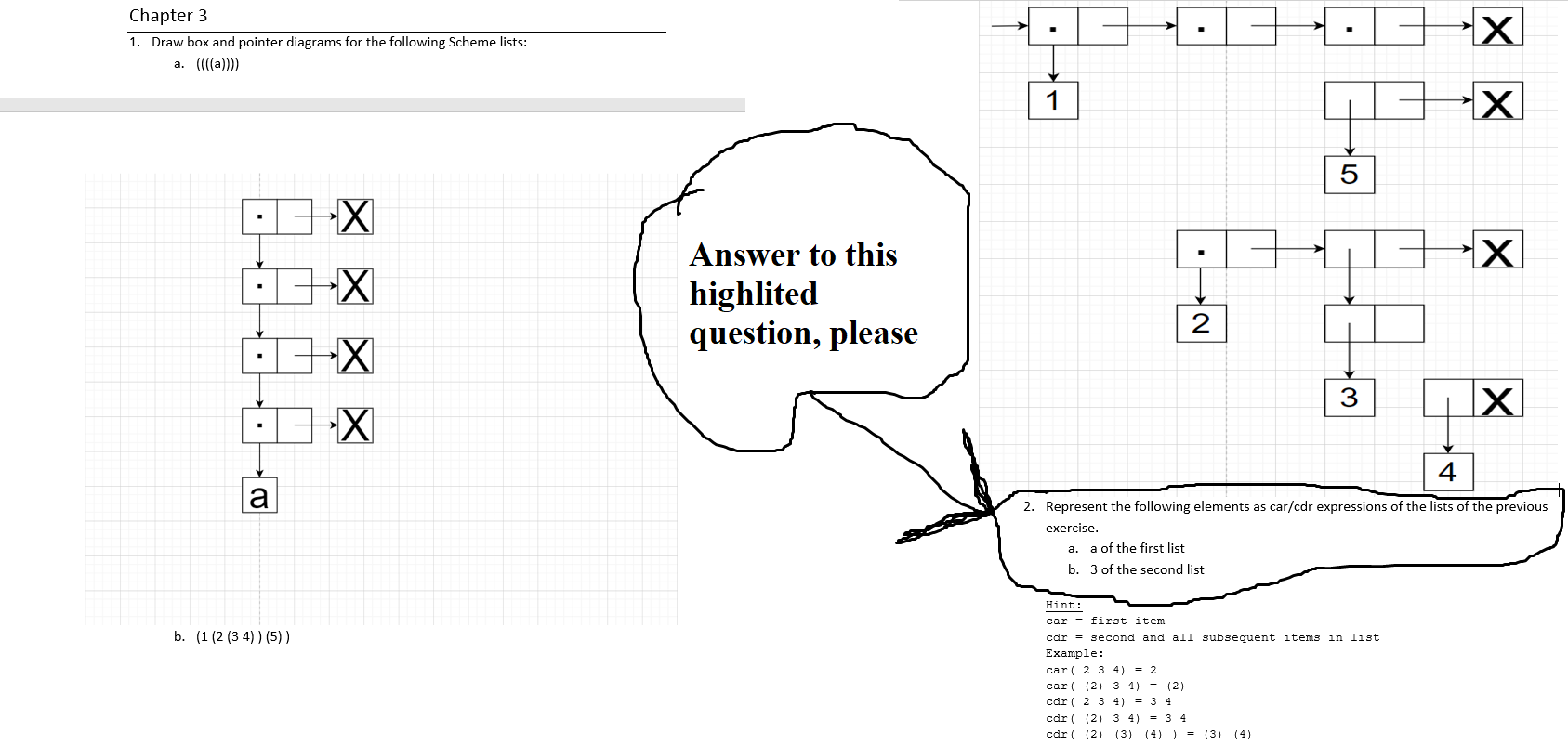 Chapter 3 1. Draw box and pointer diagrams for the | Chegg.com