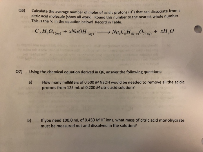 Solved 6) Calculate the average number of moles of acidic | Chegg.com