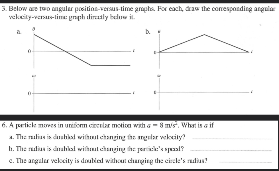 Solved 3. Below are two angular position-versus-time graphs. | Chegg.com