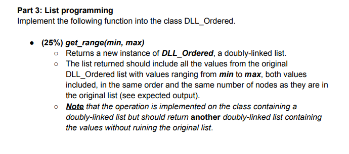 Solved Part 3: List programming Implement the following | Chegg.com