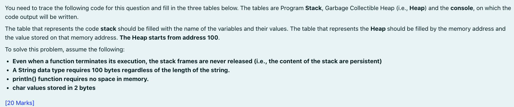 Solved You need to trace the following code for this | Chegg.com