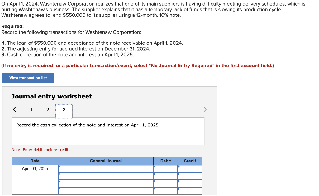 Solved On April 1, 2024, Washtenaw Corporation realizes that