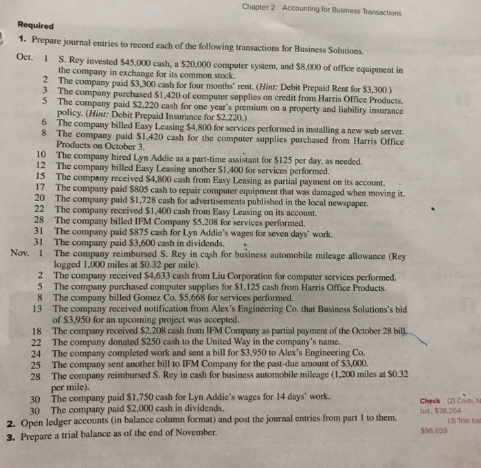 Solved Chapter 2 Accounting for Business Transactions | Chegg.com