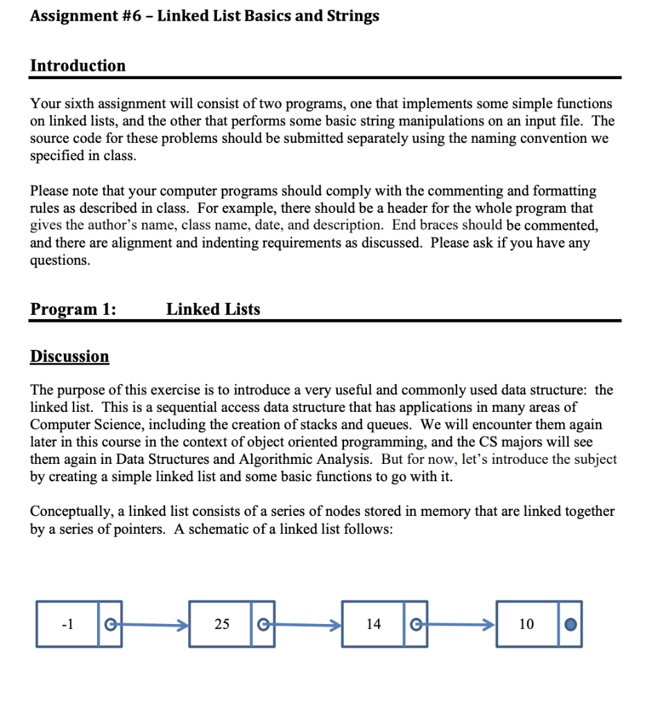 linked list assignment questions