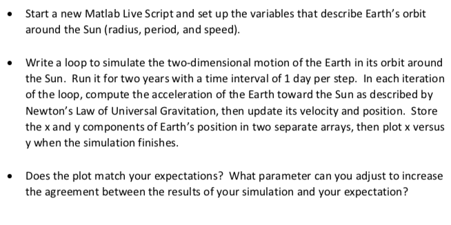 Start a new Matlab Live Script and set up the | Chegg.com