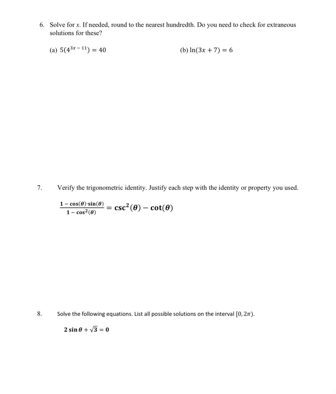 Solved 6. Solve for x. If needed, round to the nearest | Chegg.com