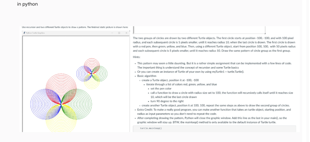 Solved in pythonThe two groups of circles are drawn by two | Chegg.com