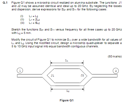 Solved Q.1 Figure Q1 shows a microstrip circuit realized on | Chegg.com