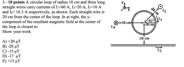 Solved 20 cm 3.- 10 points A circular loop of radius 10 cm | Chegg.com